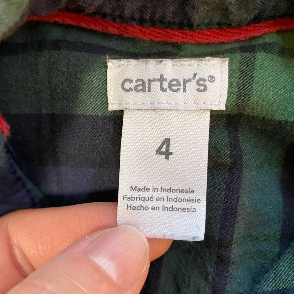 Carter's Boys Green & Blue Plaid Button down Shirt